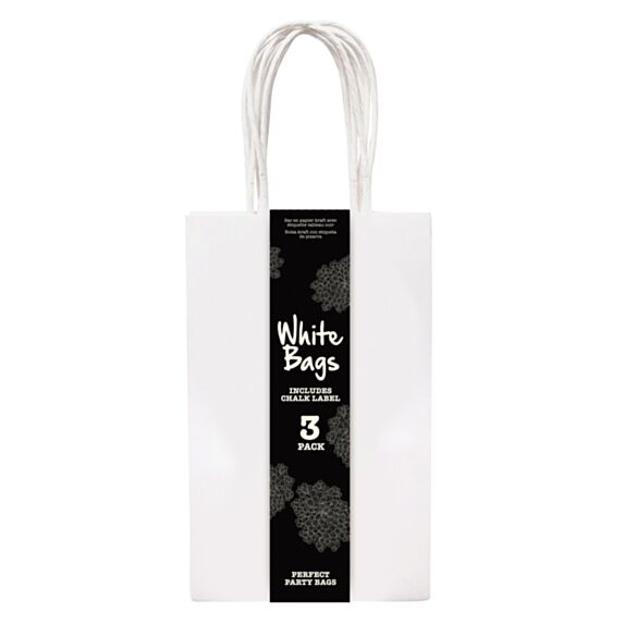 Lot de 3 sacs kraft avec étiquette ardoise 13x21,5x8,5cm blanc - UNCLE BILLS