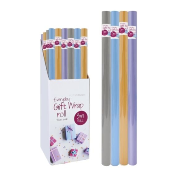 Rouleau papier cadeau Everyday Gift Wrap 70cmx3m 4 coloris assortis - UNCLE BILLS