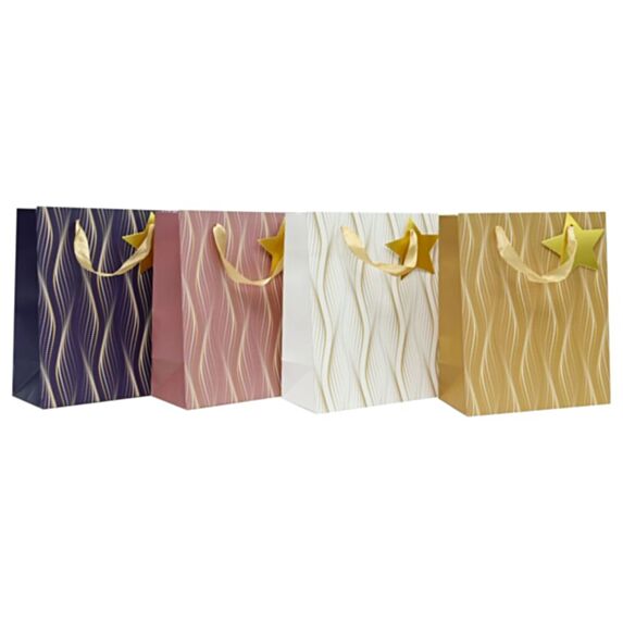 Sac cadeau tourbillon 18x23x10cm 4 couleurs assorties - UNCLE BILLS