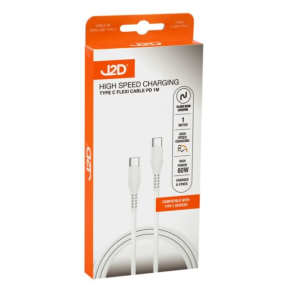 Câble flexible Type C J2D PD 1m blanc - UNCLE BILLS
