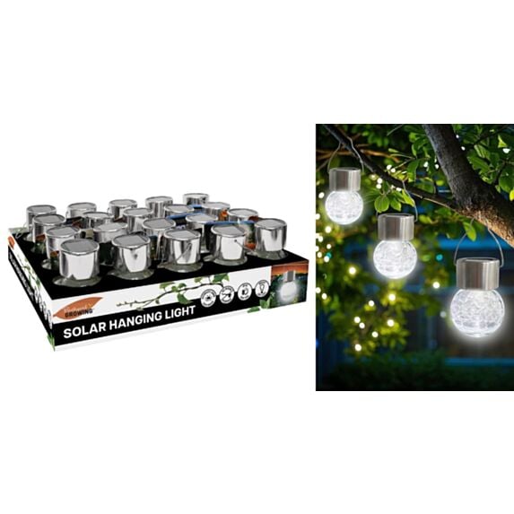 Lampe solaire suspendue acier inoxydable 6 cm