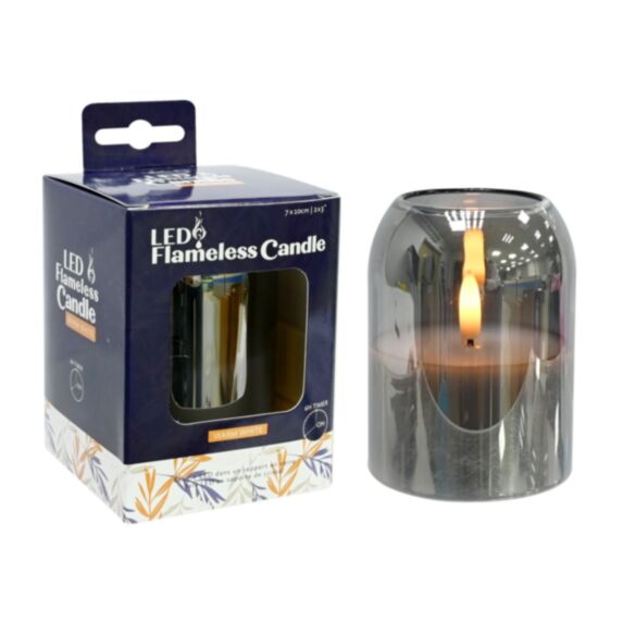 Bougie led dans support en verre 7.5 x 10 cm - UBL