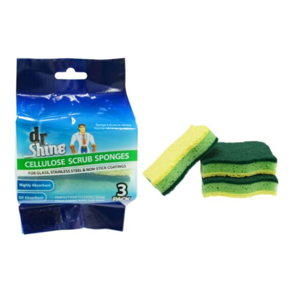 Lot de 3 éponges à récurer cellulose vert/jaune - UNCLE BILLS
