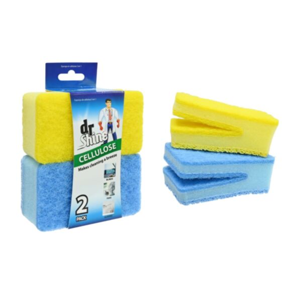 Lot de 2 éponges cellulose 3 en 1 jaune/bleu - UNCLE BILLS