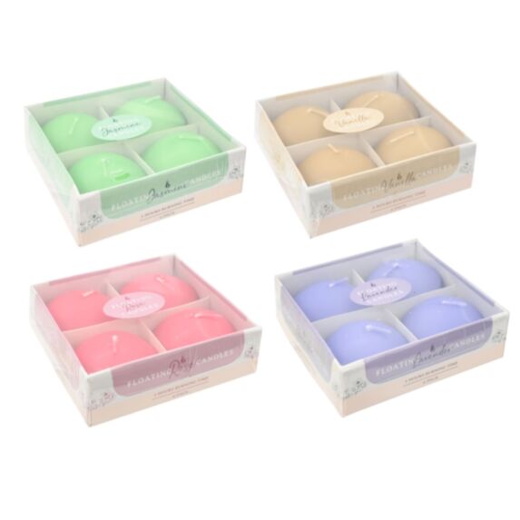 Lot de 4 bougies flottantes parfumées 30g 4 parfums assortis - UNCLE BILLS