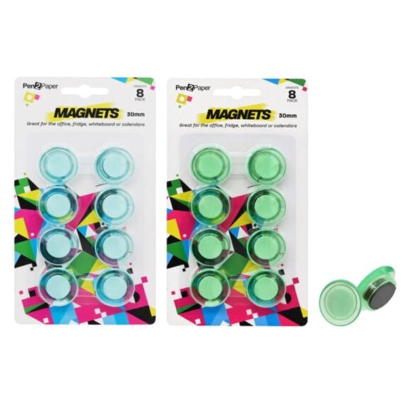 Aimants blister Ø30mm lot de 8 bleu/vert - UNCLE BILLS