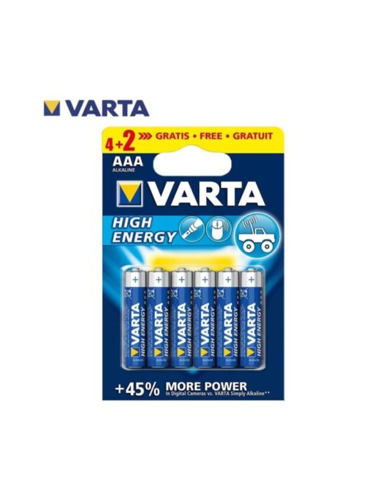 Lot de 6 piles High Energy 4903 AAA - VARTA - Mr Bricolage