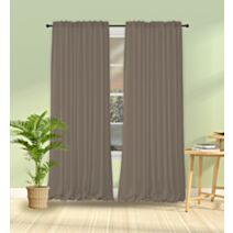 Rideau Oxford polyester 140 x 240 cm marron taupe - MAISON BONHEUR