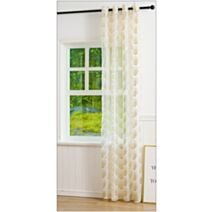 Voilage imprimé motif éventail 140x180cm blanc doré