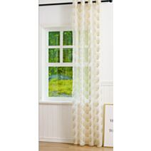Voilage imprimé motif éventail 140x240cm blanc doré