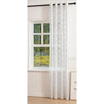 Voilage imprimé motif éventail 140x240cm blanc argenté