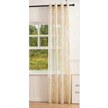 Voilage imprimé motif feuilles 140x240cm blanc doré