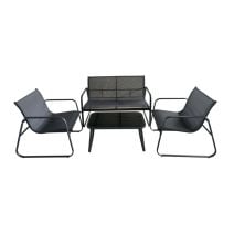 Set de jardin 4 places, 1 canapé + 2 fauteuils gris