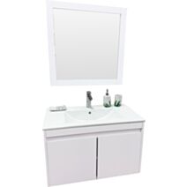 Meuble salle de bain Lola avec miroir, 80 cm blanc - AHOME