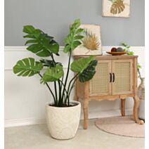 Pot jardin en fibre d'argile Mirage M Ø31cmx30cm blanc