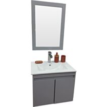 Meuble salle de bain Lola avec miroir, 60 cm gris - AHOME