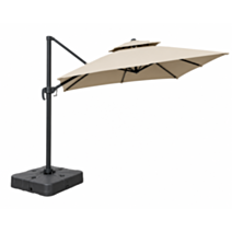 Parasol déporté aluminium Ø3m H.250cm kaki
