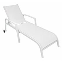 Bain de soleil aluminium réglable textile respirant 193x58-65x33-92cm beige