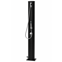 Douche solaire aluminium 70x79x139cm 40L avec rince-pieds intégré noir
