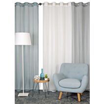 Rideau jacquard filet 140 x 240 cm bleu - CARPENTIER