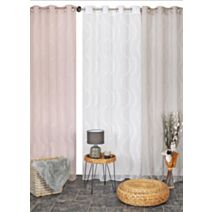 Voilage jacquard reliéfé vagues 140 x 240 cm blanc - CARPENTIER