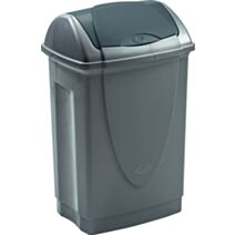 Poubelle Lift Top plastique 50L gris à bascule - MONDEX