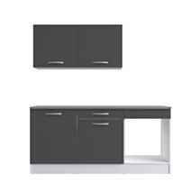 Bloc cuisine complet mélaminé 1 m 80 Eko gris brillant - EKIPA