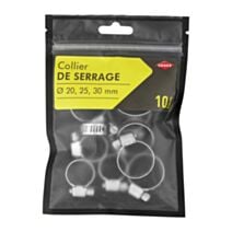 10 colliers de serrage acier zingué Ø20,25,30mm - COGEX