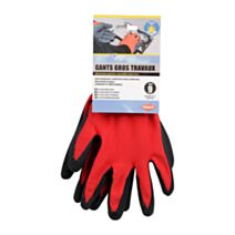 Gant gros travaux polyester/latex rouge t9 - COGEX