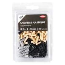 Cheville plastique assortiment Ø5-6-8mm 200 pièces - COGEX