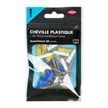 Cheville collerette PE assortiment 20 pièces - COGEX