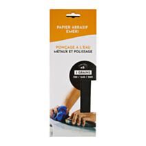 6 papiers abrasifs émeri 280x95mm 3 grains métaux - COGEX