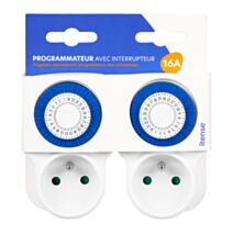 2 programmateurs mécaniques avec interrupteurs journaliers blanc - COGEX