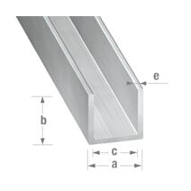 Profilé U alu brut 20 x 15 x 20 x 1,5 mm int.12 2m - CQFD