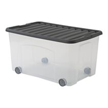 Bac plastique roller Ventilo 50 L transparent couvercle gris - SUNDIS