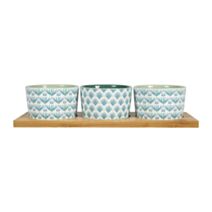 Plateau apéro Eté 30 x 10,5 x 6 cm bambou/grès - OSTARIA