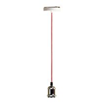Suspension cordon électrique tissu H100 cm métal rouge/blanc - OSTARIA