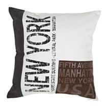 Coussin décoratif New York 40x40cm blanc/marron - OSTARIA