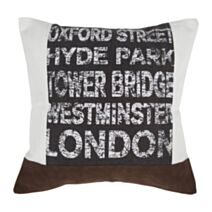 Coussin décoratif Oxford 40x40cm blanc/marron - OSTARIA