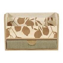 Rangement de bureau Feuilles 22 x 9,5 x 15 cm bois/tissu - OSTARIA 