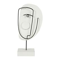 Sculpture visage métal Blanc 25x12cm - OSTARIA