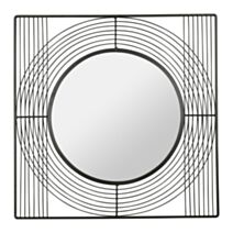 Miroir carré métal Ø45 cm noir - OSTARIA