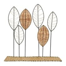 Déco à poser en métal/rotin Feuilles 48 x 15,5 x 48 cm naturel 