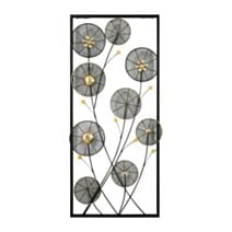 Décoration murale Fleurs noires 32,5 x 72,5 cm métal noir/doré - OSTARIA