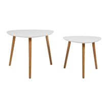 Lot de 2 tables d'appoint tripode blanche en bois 60 x 60 x 48 cm - OSTARIA