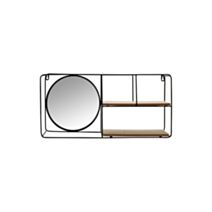 Etagère murale miroir 55 x 26 cm bois/métal noir - OSTARIA