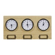 Horloge triple fuseaux métal/bois beige 17x17cm - OSTARIA