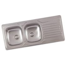 Evier inox anti-rayures 2 cuves + 1 égouttoir avec bonde - BANKA