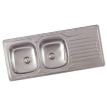 Evier inox anti-rayures 2 cuves + 1 égouttoir avec bonde - BANKA