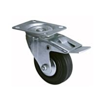 Roulette pivotante à platine avec frein caoutchouc noir Ø100mm charge 100kg - CIME